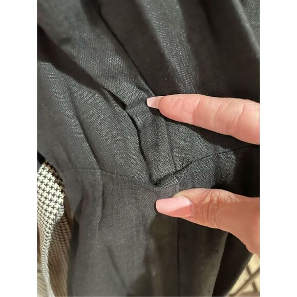 Reformation Linen V-Neck Sleeveless Belted Black Jumpsuit Women's Size 4 - Picture 8 of 9